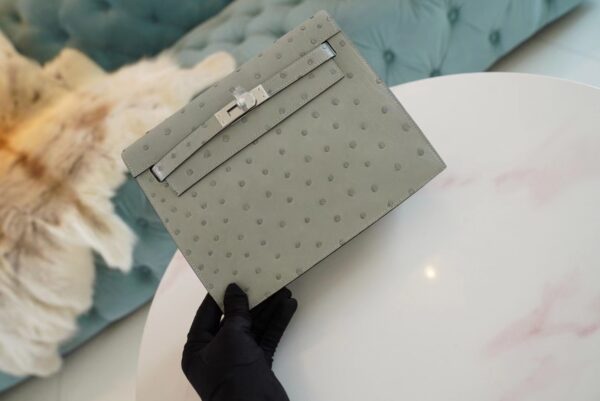 Canada Ottawa Hermes Kelly Danse 22CM KK Ostrich 8U Blue Glacier Silver Hardware