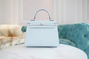 cb0eda46a40082b GPCMode Hermes Kelly Kelly 25CM T0 Blue Brume Epsom Leather Gold/Silver Hardware