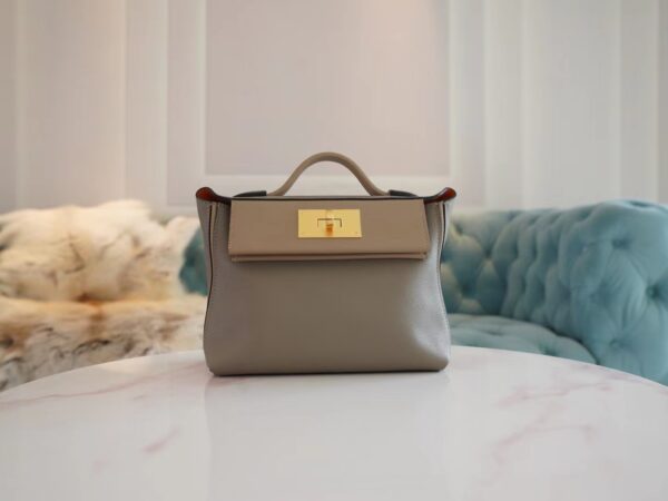 Fashion Hermes Beige De Weimer / Etoupe Mini Kelly 2424 Evercolor Gold Hardware