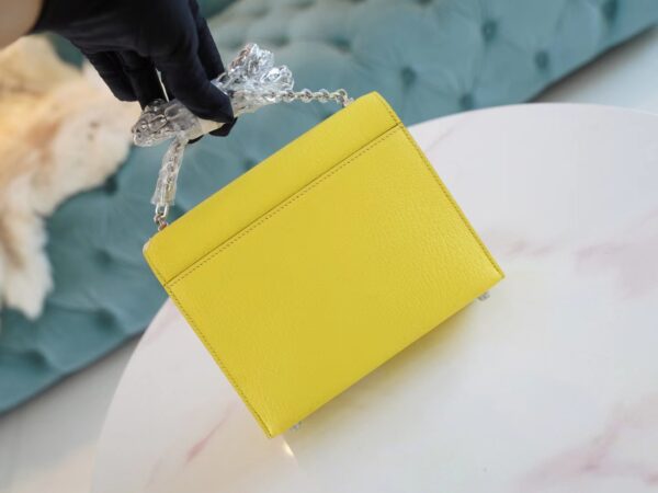 GPCMode Factory Hermes 9R Lemon Yellow Chevre Leather Verrou Mini17CM Silver Hardware