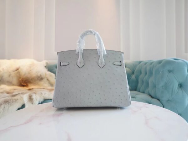 Discount Hermes 8U Blue Glacier South Africa KK Ostrich Birkin25CM Tote Bag