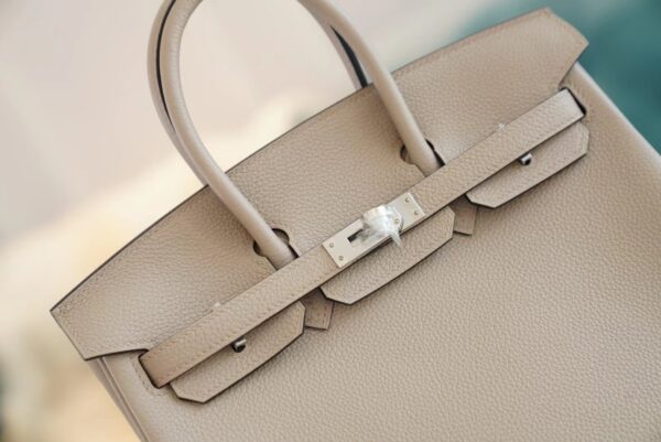 Full Handmade Hermes Birkin25CM CK81 Gris Tourterelle Togo Leather Silver Hardware