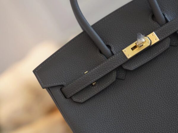 Full Handmade Hermes Birkin 25CM 8F Etain Togo Leather Gold Hardware