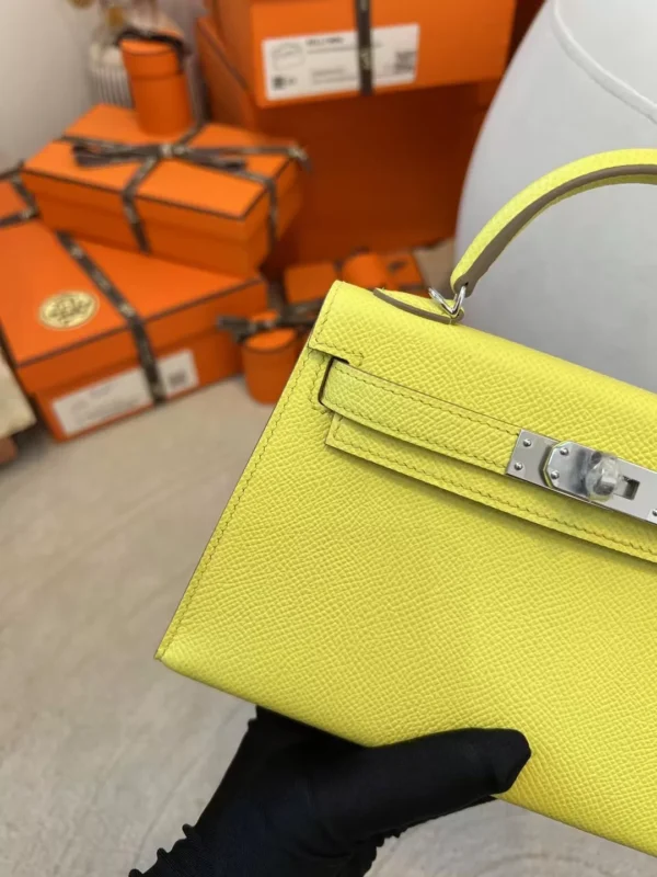 Handmade Hermes Mini Kelly 19CM Epsom 9R Lime Silver Hardware