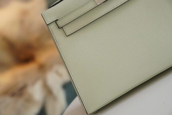 Full Handmade Hermes 0S Vert Fizz Kelly 25CM Epsom Leather Silver Hardware