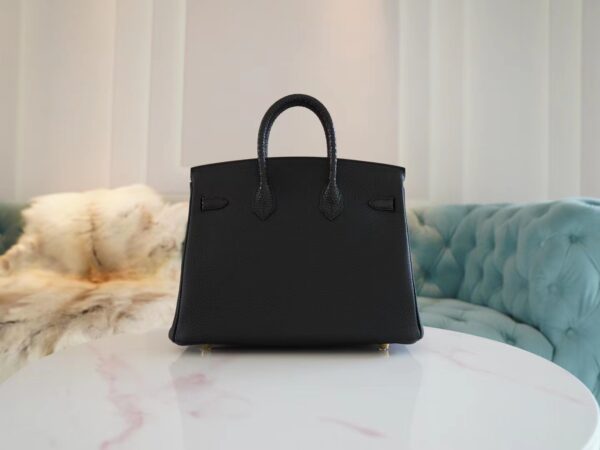 Handmade Hemes Birkin Touch 25CM Togo/ Lizard 89 Noir Gold Hardware