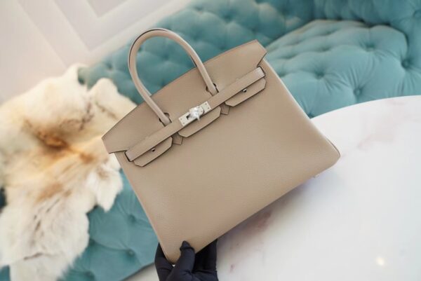 Full Handmade Hermes Birkin25CM CK81 Gris Tourterelle Togo Leather Silver Hardware