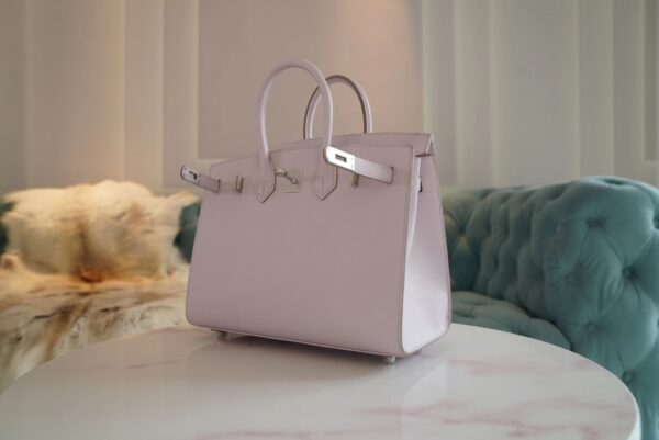 Fashion Hermes Birkin 25CM 09 Mauve Pale Epsom Leather Silver Hardware