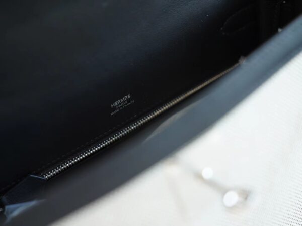 Full Handmade Hermes Canvas/ Swift Kelly Sellier 28CM CK89 Nior Silver Hardware