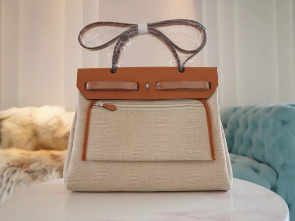 GPCMode Hermes Herbag 31CM Beige Canvas CK37 Gold Barenia Silver Hardware