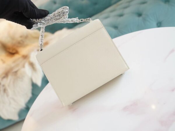 Stock Hermes Verrou Mini C10 Craie Chevre Leather Crossbody Bag Silver Hardware