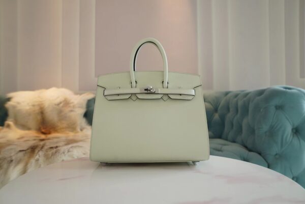 Full Handmade Hermes 0S Vert Fizz Epsom Leather Birkin 25CM Silver Hardware