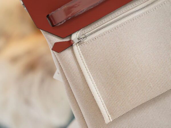 GPCMode Hermes Beton Canvas / Rouge Casaque Herbag 31CM Silver Hardware
