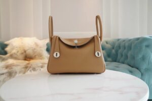 Full Handmade Hermes Lindy 26CM 0M Chai Clemence Leather Silver Hardware