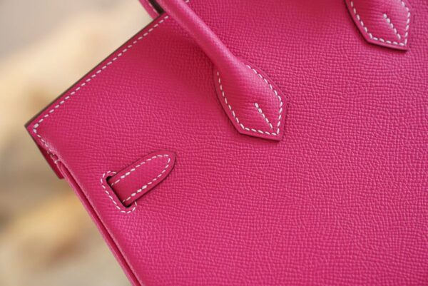 Hermes Handmade Boutique E5 Rose Tyrien Epsom Leather Birkin25CM Silver Hardware