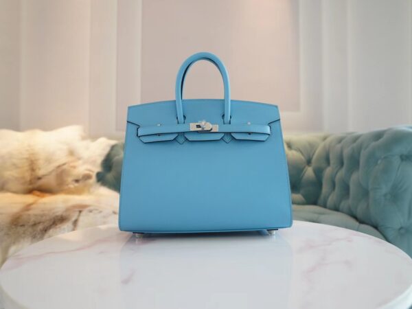 GPCMode Factory Hermes Birkin Sellier 25CM 7N Celeste Epsom Silver Hardware