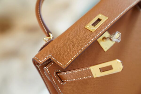 Full Handmade Hermes Mini Kelly19CM CK37 Gold Epsom Leather Gold Hardware