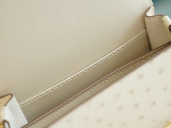 Hermes Boutique 3C Parchemin South Africa KK Ostrich Skin Roulis Mini18cm Gold Hardware