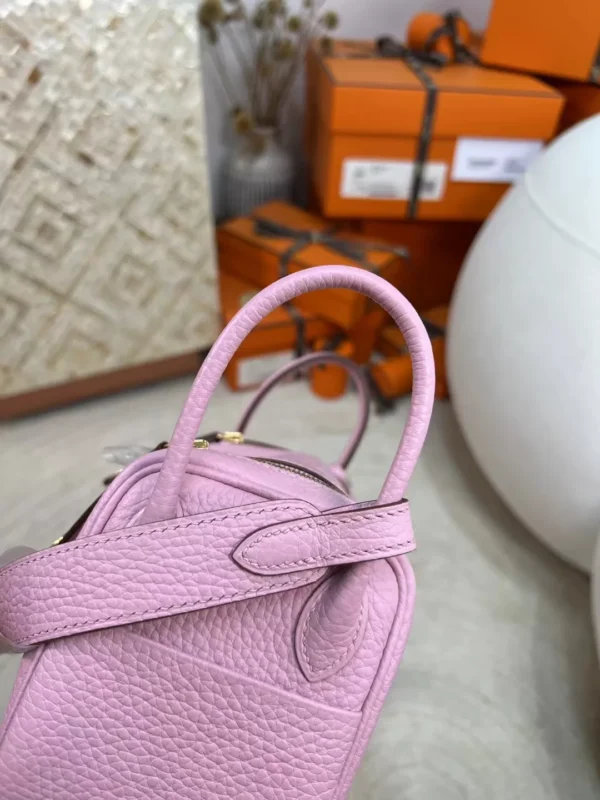 New Arrival Hermes Clemence Leather X9 Mauve Sylvestre Mini Lindy 19CM Gold Hardware