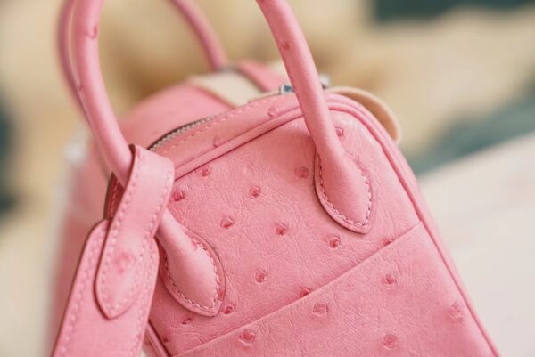 Wholesale Hermes Mini Lindy19CM L4 Rose Bubble South Africa KK Ostrich Silver Hardware