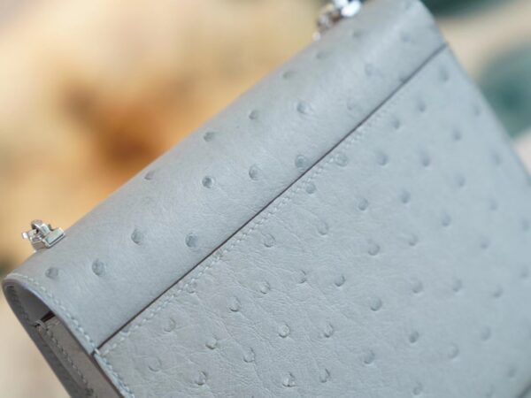 GPCMode Hermes Factory 8U Blue Glacier KK Ostrich Skin Verrou Mini Silver Hardware