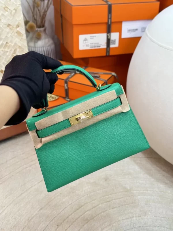 Hong Kong 0Z Vert Comics Chevre Leather Mini Kelly 19CM Gold Hardware
