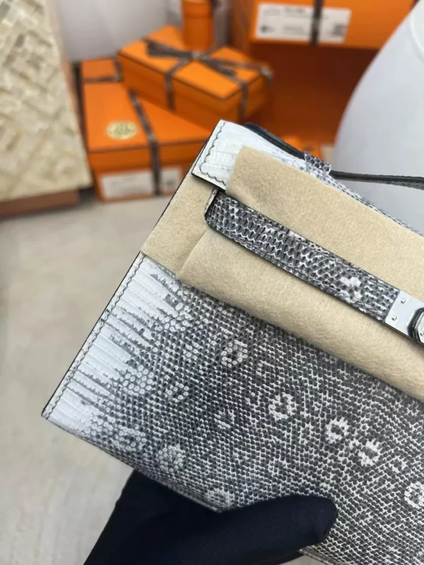 Hermes Ombre Lizard Leather Kelly Pochette 22CM Silver Hardware