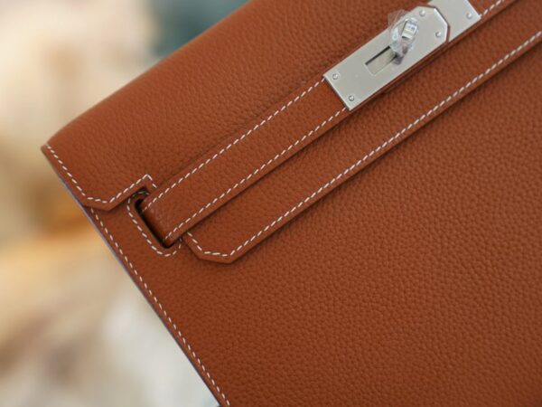 Full Handmade Hermes Kelly Depeches 25CM CK37 Gold Togo Silver Hardware