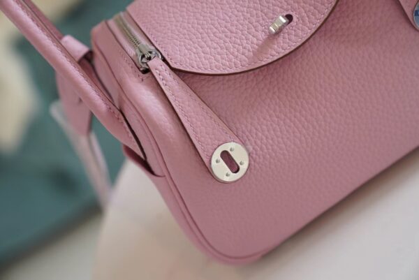On Sale Hermes Mini Lindy 19CM X9 Mauve Sylyestre Clemence Leather Silver Hardware