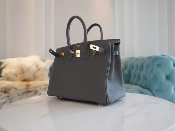 Full Handmade Hermes Birkin 25CM 8F Etain Togo Leather Gold Hardware