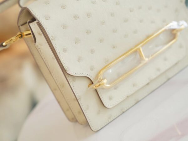 Hermes Boutique 3C Parchemin South Africa KK Ostrich Skin Roulis Mini18cm Gold Hardware