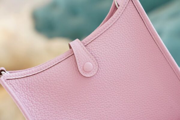 Hermes Handmade Boutique X9 Mauve Sylyestre Clemence Leather Mini Evelyne Silver Hardware