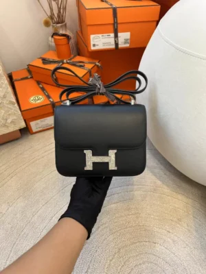 dc0834c82f39ccd-jpg Hermes 89 Noir Sombrero Matte Box Constance 19CM Lizard Buckle