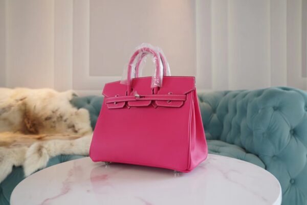 Hermes Handmade Boutique E5 Rose Tyrien Epsom Leather Birkin25CM Silver Hardware