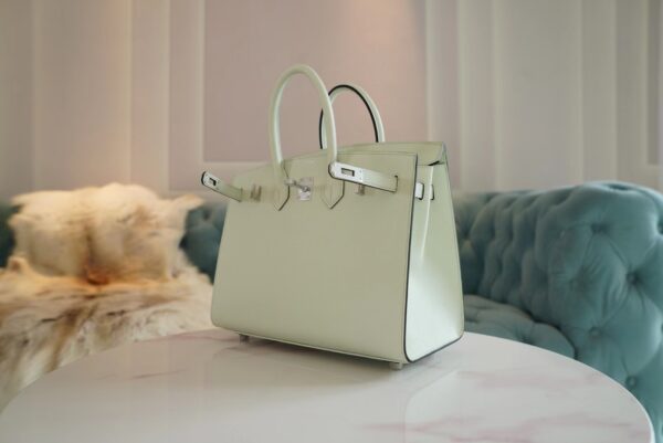 Full Handmade Hermes 0S Vert Fizz Epsom Leather Birkin 25CM Silver Hardware