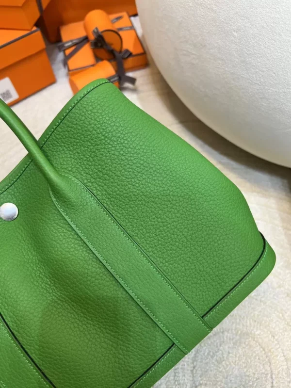 Hermes Boutique Garden Party 30CM A8 Vert Yucca Negonda Leather Silver Hardware