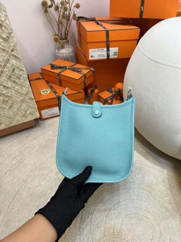 USA Los Angeles Evelyne Mini 16CM 3P Blue Atoll Clemence Leather Silver Hardware