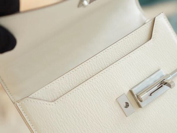 Stock Hermes Verrou Mini C10 Craie Chevre Leather Crossbody Bag Silver Hardware