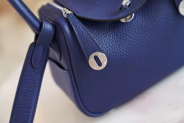 GPCMode Factory Hermes 7K Blue Saphir Clemence Leather Mini Lindy19CM Silver Hardware