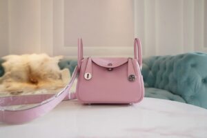 On Sale Hermes Mini Lindy 19CM X9 Mauve Sylyestre Clemence Leather Silver Hardware