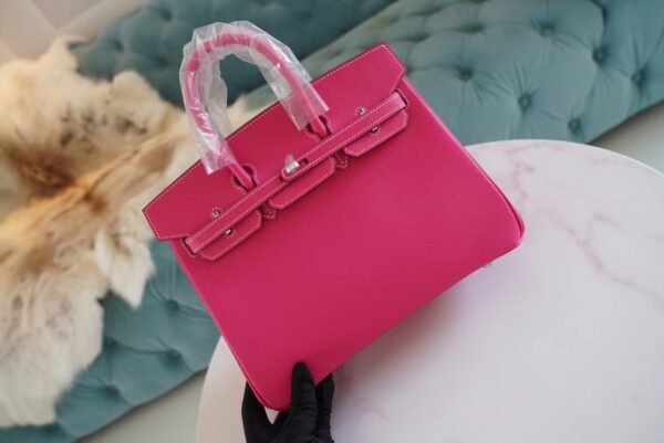Hermes Handmade Boutique E5 Rose Tyrien Epsom Leather Birkin25CM Silver Hardware