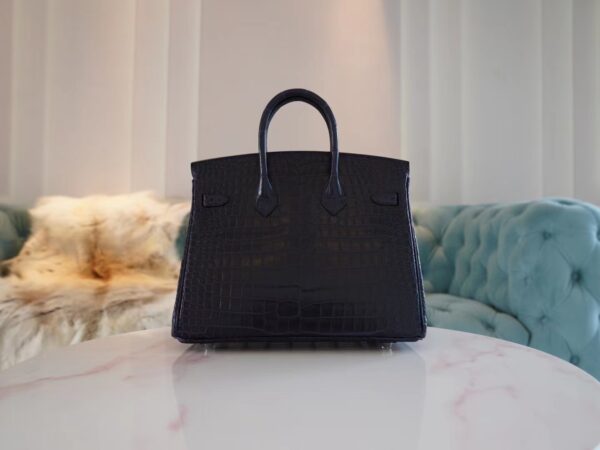 Taiwan Hermes Birkin 25CM Matte Porosus 2Z Blue Nuit Silver Hardware
