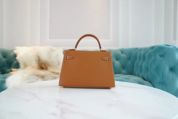 Full Handmade Hermes Mini Kelly19CM CK37 Gold Epsom Leather Gold Hardware