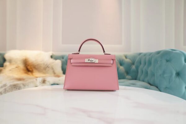 【GPCMode】Hermes 5P Rose Mini Kelly 19CM Epsom Leather Silver Hardware