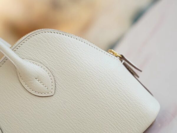 Fashion GPCMode Hermes Mini Bolide18CM C10 Craie Chevre Leather Gold Hardware