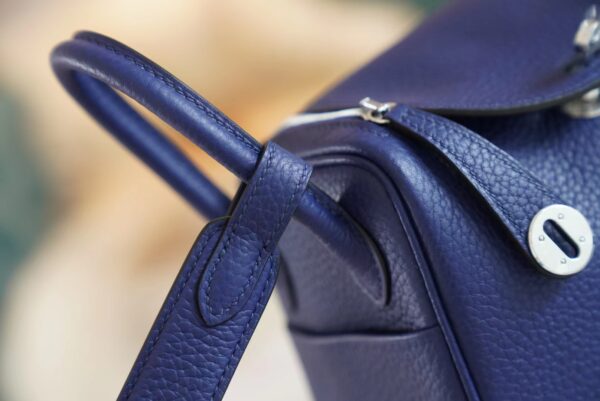 GPCMode Factory Hermes 7K Blue Saphir Clemence Leather Mini Lindy19CM Silver Hardware