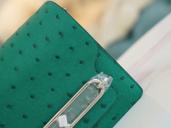 Sale GPCMode Hermes Roulis Mini18cm U4 Vert Vertigo KK Ostrich Leather Silver Hardware