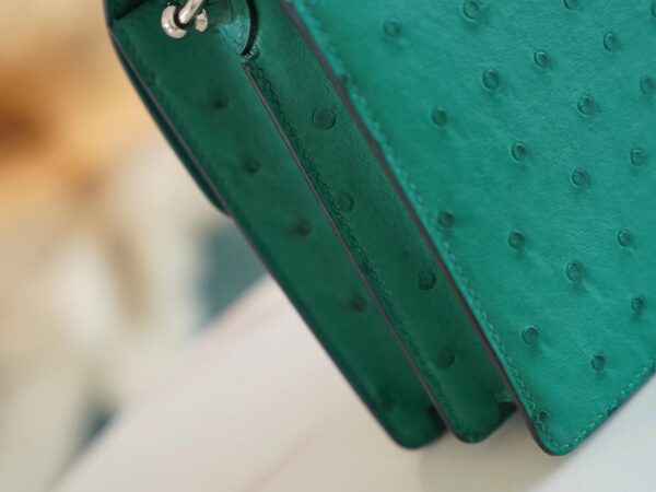 Sale GPCMode Hermes Roulis Mini18cm U4 Vert Vertigo KK Ostrich Leather Silver Hardware