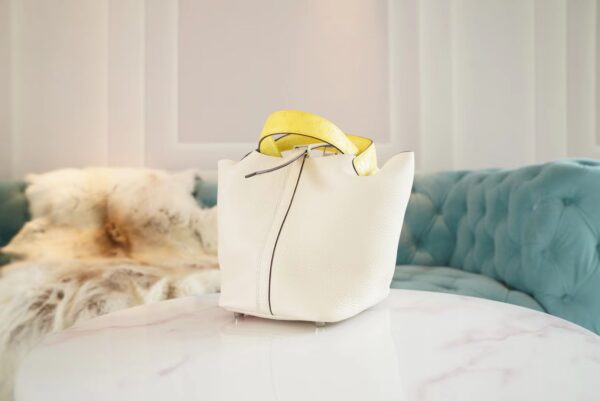 GPCMode Hermes Picotin lock Touch18CM Craie & Lemon Yellow TC Leather/Ostrich Handles