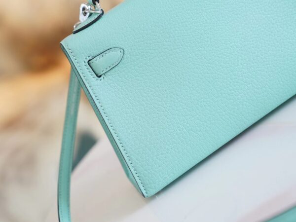 Discount GPCMode Hermes Aqua Chevre Leather Mini kelly Two19CM Silver Hardware